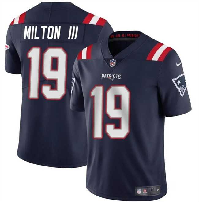 Men & Women & Youth New England Patriots #19 Joe Milton III Navy 2024 Vapor Limited Football Stitched Jersey->minnesota vikings->NFL Jersey